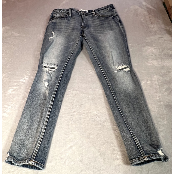 KanCan For Maurices Jeans Womens Size 28 Blue Denim Distressed Mid Rise Skinny - Picture 2 of 12